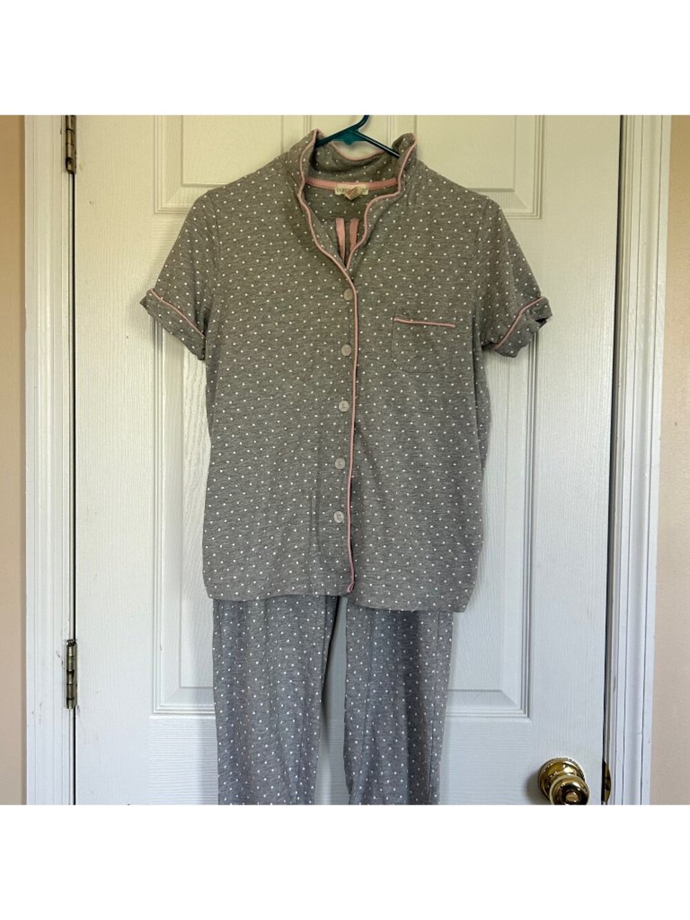 Poppy & Clay Organic Cotton Polka Dot Pajama Set Small Grey Pink
